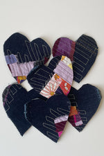 Load image into Gallery viewer, Sew-On Patch: Quilted Denim Heart

