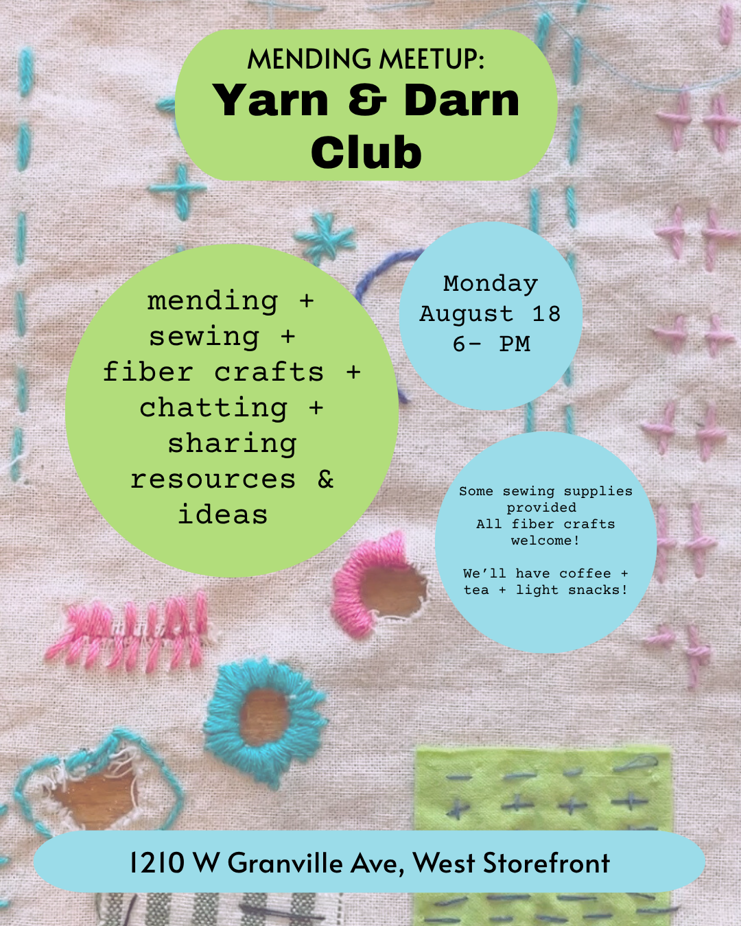 Mending Meetup: Yarn & Darn Club - Aug 18