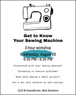 Load image into Gallery viewer, August 26: Get to know your sewing machine workshop
