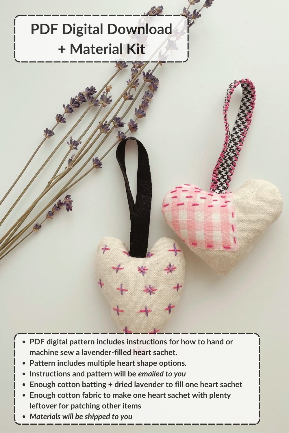 DIY Heart Sachet Sewing Pattern KIT