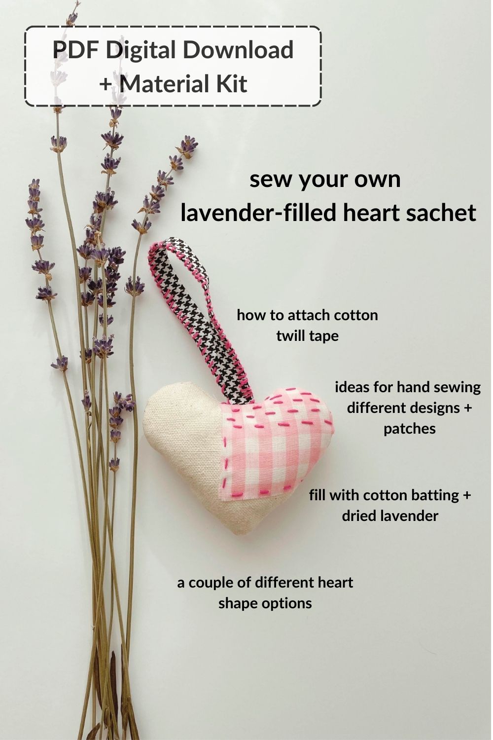 DIY Heart Sachet Sewing Pattern KIT