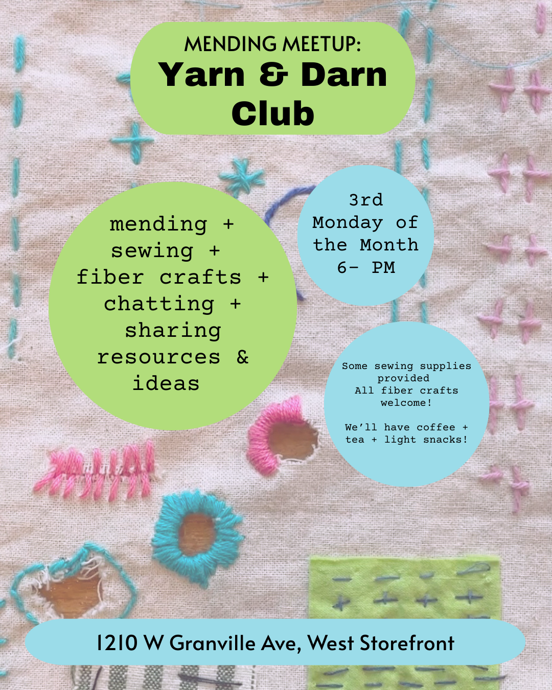 Mending Meetup: Yarn & Darn Club - Sept 15