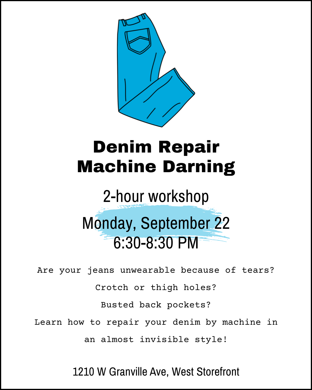 Denim darning workshop - Sept 22