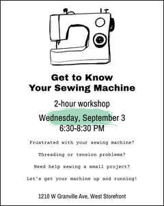 Get to know your sewing machine workshop - Sept 3