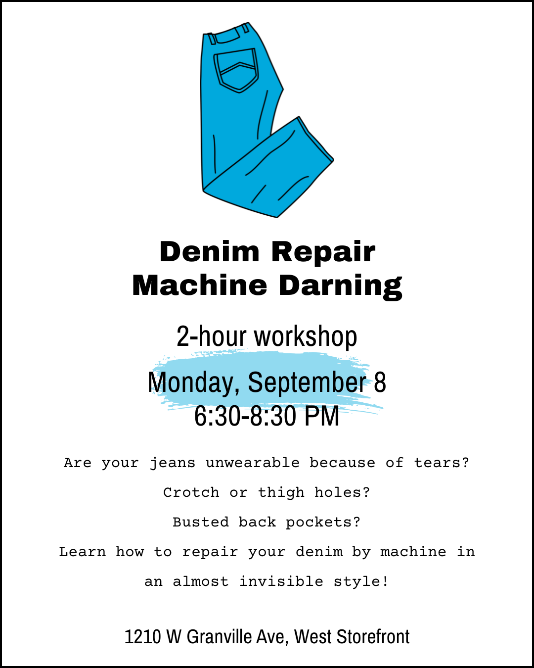 Denim darning workshop - Sept 8