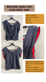 Load image into Gallery viewer, Silky Bow Blouse - Navy - Sample Sale
