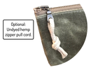 Load image into Gallery viewer, Zippered pouch shown with optional zipper pull make from hemp rope cord. 
