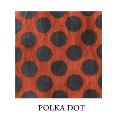 (polka dot) navy blue dots on burnt orange background - organic cotton