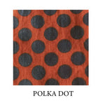 Load image into Gallery viewer, (polka dot) navy blue dots on burnt orange background - organic cotton
